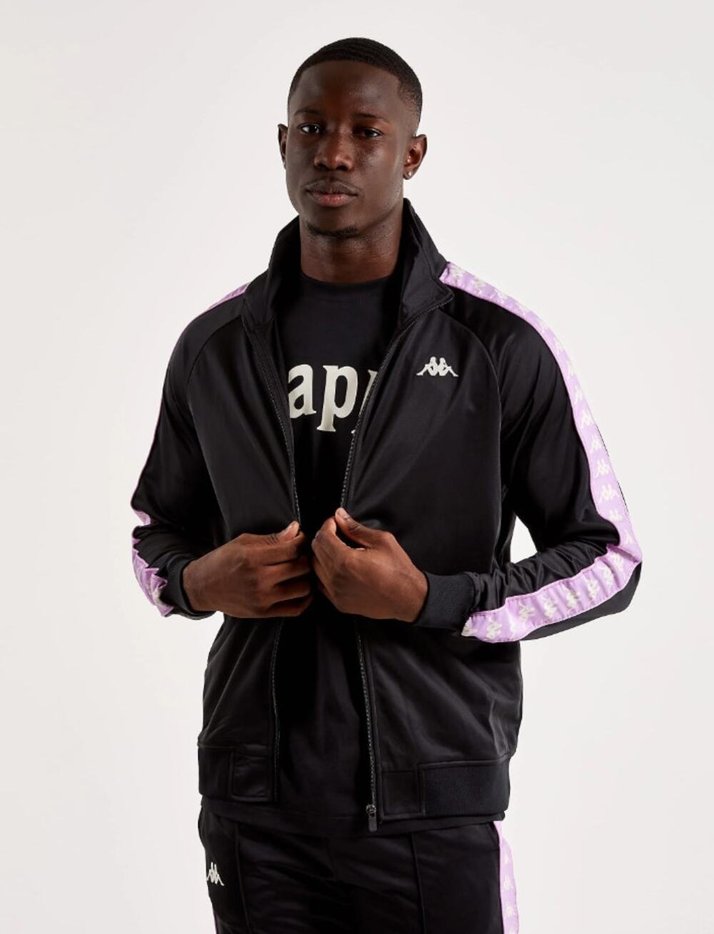 KAPPA Men's 222 Banda Anniston Athletic Jacket XXL Black Smoke Violet White NWT